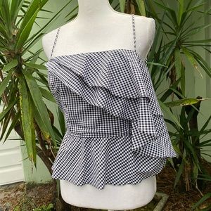 Intermix Gingham Asymmetrical Top